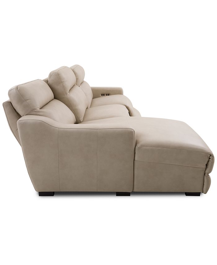 Furniture Gabrine 3Pc. Leather Sectional with 1 Power Headrest and