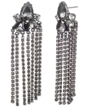 image of Givenchy Hematite-Tone Linear Chain Drop Earrings