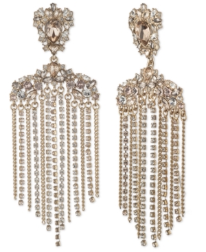image of Givenchy Gold-Tone Crystal Fringe Chandelier Drop Earrings