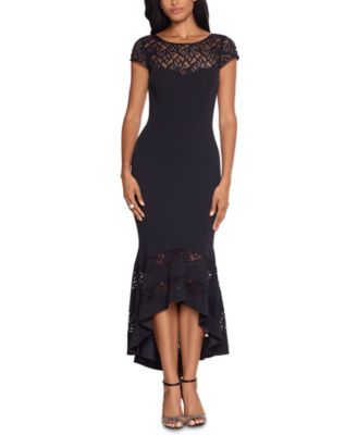 XSCAPE Lace Flounce Midi Dress & Face Mask - Macy's