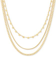 Gold-Tone Star, Snake & Curb Chain Layered Necklace, 16" + 3" extender