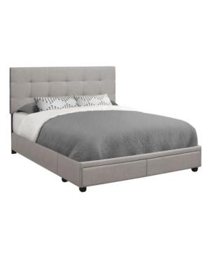 Monarch Specialties Bed With 2 Storage Drawers In Gray