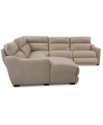 Gabrine 5-Pc. Leather Sectional with 2 Power Headrests and Chaise, Created for Macy's