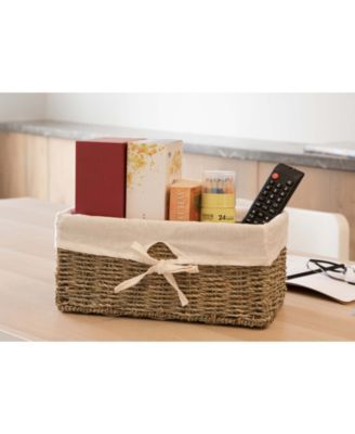 Vintiquewise Seagrass Shelf Basket Lined with Lining