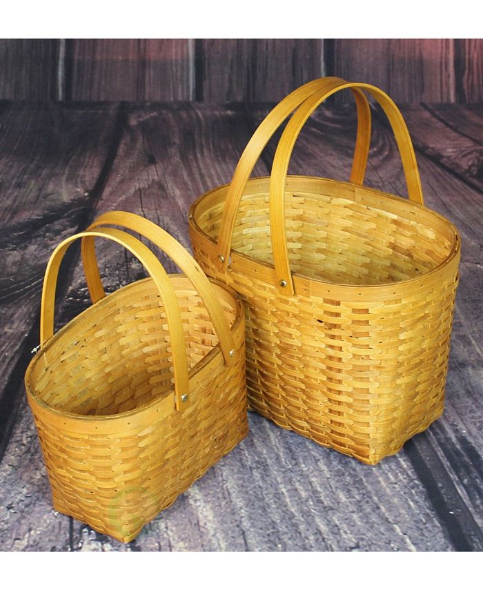 Vintiquewise Oval Wood Chip Shopping Baskets, Set of 2 Macy's