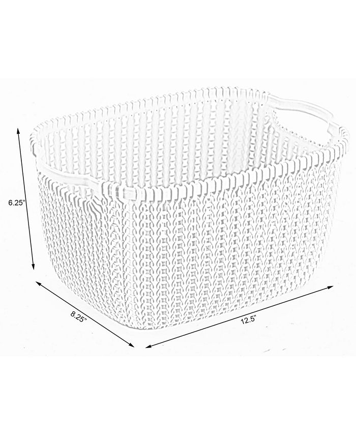 Basicwise Vintiquewise Plastic Wicker Medium Basket, Set of 2 Macy's