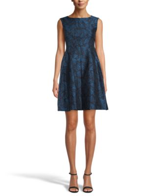 Anne Klein Pleat-Front Jacquard Dress - Macy's
