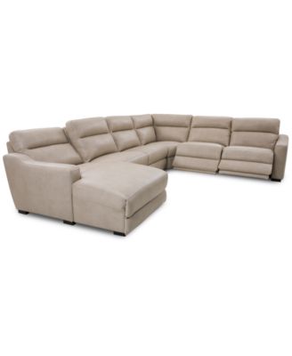 Gabrine 6-Pc. Leather Sectional with 2 Power Headrests & Chaise, Created for Macy's