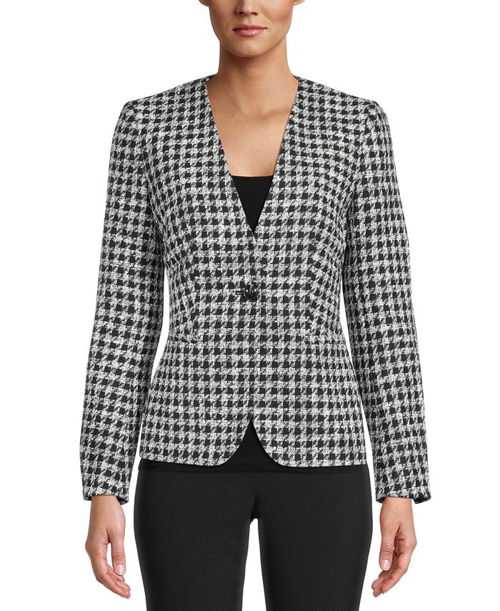 Bar III Houndstooth Single-Button Jacket, Created for Macy's - Macy's