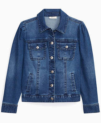 Style & Co Petite Puff-Sleeve Denim Jacket, Created for Macy's ...