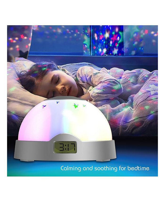 Tzumi Aura LED Projection Clock Compact Alarm Clock with Vibrant LCD Time and Moon & Stars