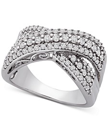 Diamond Crossover Statement Ring (1 ct. t.w.) in Sterling Silver