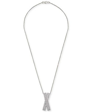 Wrapped in Love - Diamond Multi-Row Crossover 20" Pendant Necklace (1 ct. t.w.) in Sterling Silver
