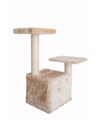 Classic Real Wood Cat Tree A3207, 32-Inch Beige - Perfect for Your Feline Friend affordable cattower