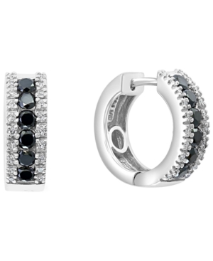 image of Effy Black & White Diamond Hoop Earrings (7/8 ct. t.w.) in 14k White Gold