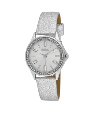 image of Bob Mackie Women-s Silver-Tone Alloy Strap Baguette Stone Bezel Watch, 30mm