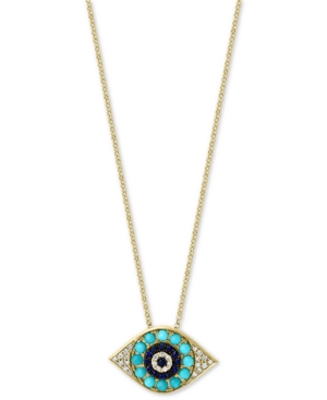 image of Effy Multi-Gemstone & Diamond (1/10 ct. t.w.) Evil Eye 18