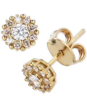 image of Diamond Halo Stud Earrings (1/3 ct. t.w.) in 14k Gold