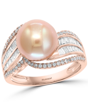 image of Effy Pink Cultured Freshwater Pearl (10mm) & Diamond (1/2 ct. t.w) Ring in 14k Rose Gold