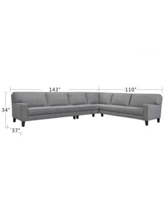 CLOSEOUT! Sandrew 4-Pc. Fabric Sectional with 2 Power Foot Rests, Created for Macy's