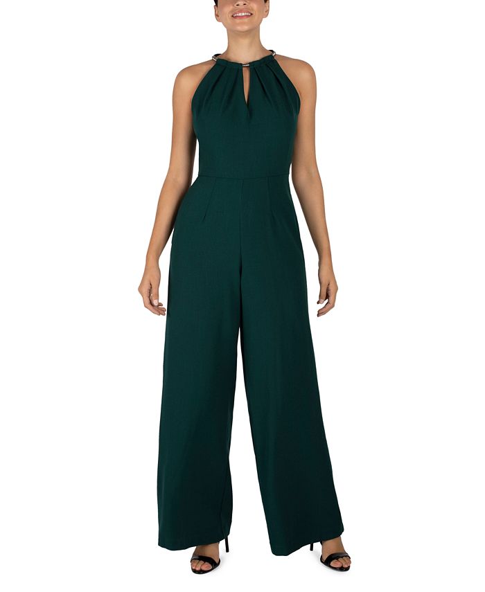 Donna Ricco Sleeveless Hardware-Embellished Jumpsuit - Macy's