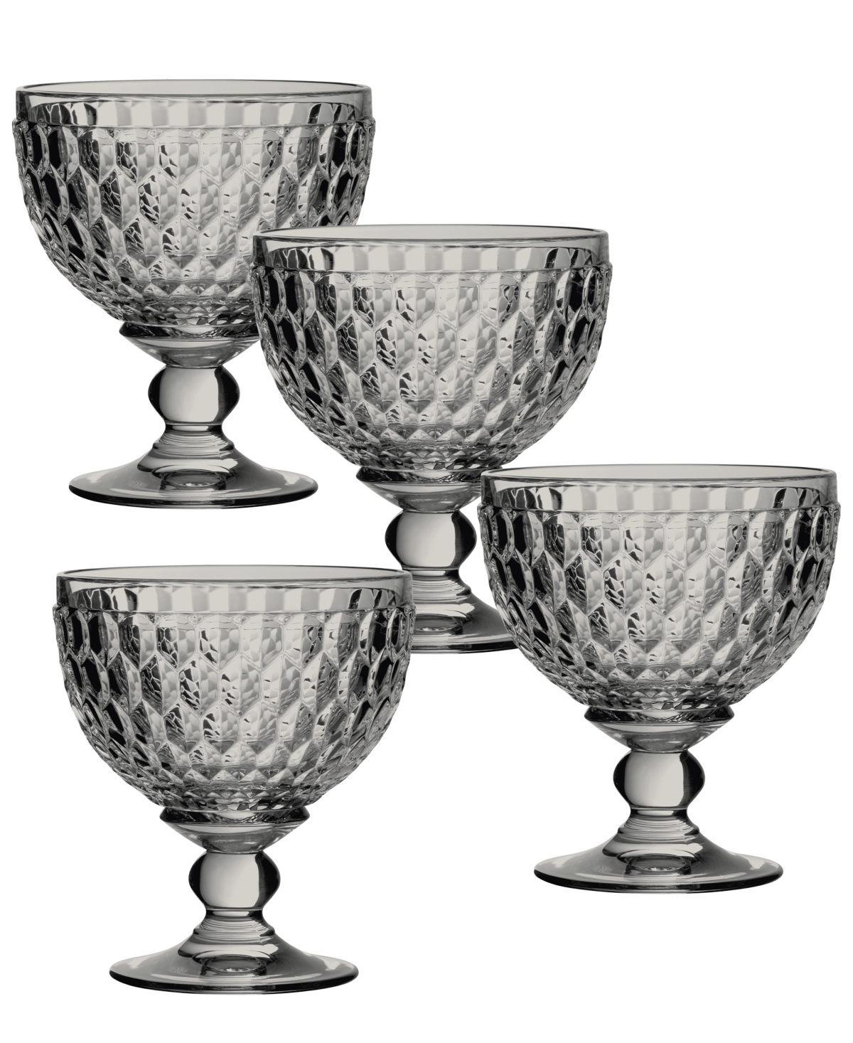 Shop Villeroy & Boch Boston Crystal Dessert Bowl/ Champagne Glass, Set Of 4 In Smoke Gray