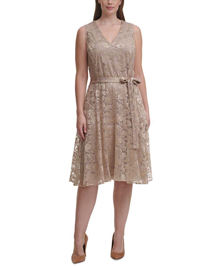 Tommy Hilfiger Plus Embroidered Mesh Fit & Flare Dress & Reviews - - Plus Sizes - Macy's