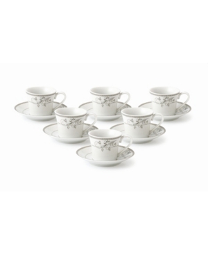 Lorren Home Trends 12-pc Espresso Cup & Saucer Set, Service For 6 In Silver