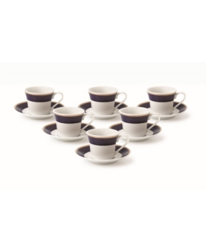 Shop Lorren Home Trends 12 Piece 2oz Espresso Cup And Saucer Set, Service For 6 In Blue
