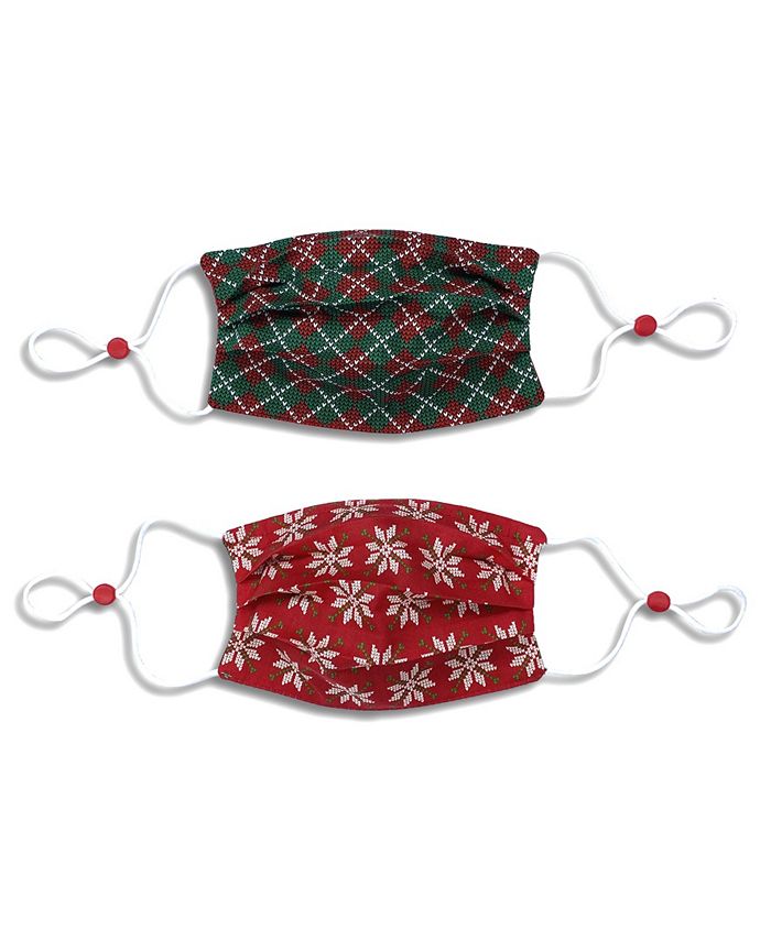 Calabrum Kids Cotton Reversible Snowflake Pleated Face Mask, 2 Pack
