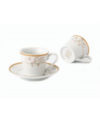 Trends Floral Design 12 Piece 2oz Espresso Cup and Saucer Set, Service for 6