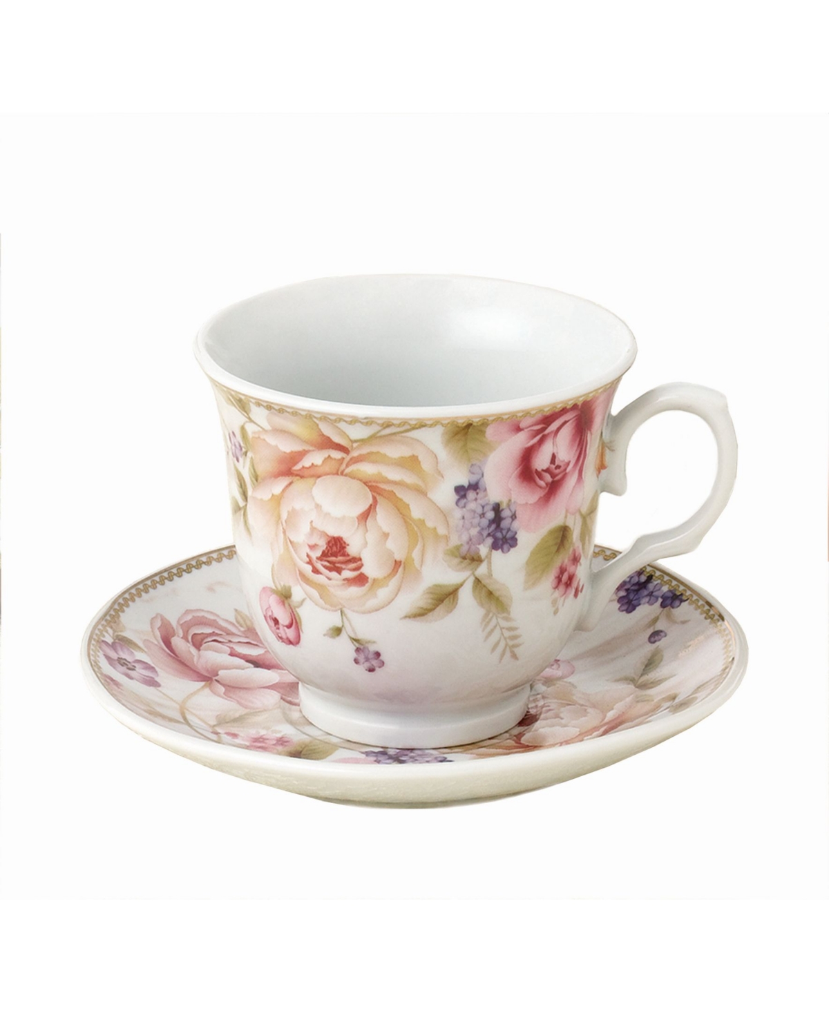 Lorren Home Trends 8 Piece 8oz Coffee Cup and Saucer Set, Service for 4