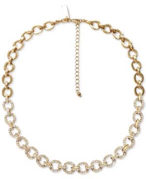 image of Inc Gold-Tone Crystal Chain Link Collar Necklace, 17-1/4