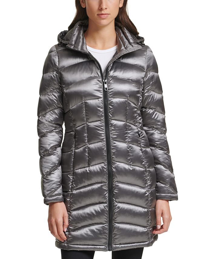 Calvin Klein Shine Hooded Packable Down Puffer Coat, Created for Macy's & Reviews - Coats & Jackets - - Macy's