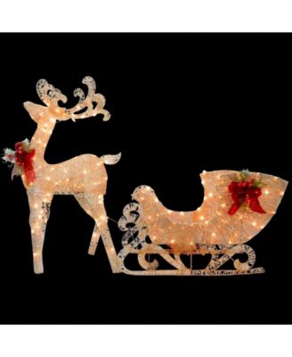 Reindeer and Santa’s Sleigh with LED Lights