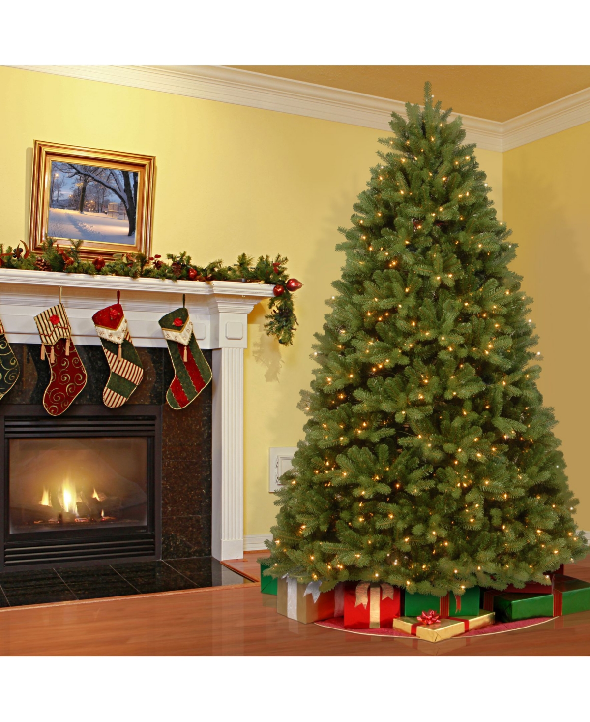 National Tree Feel Real Newberry Spruce Hinged Tree w Dual Color Lights & PowerConnect