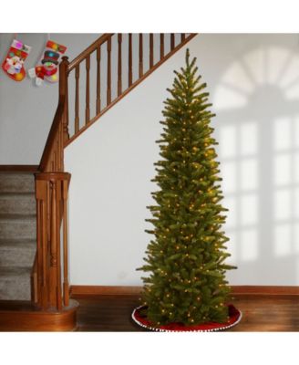 National Tree 7.5' Feel Real Grande Fir Pencil Slim Hinged Tree with 350 Clear Lights