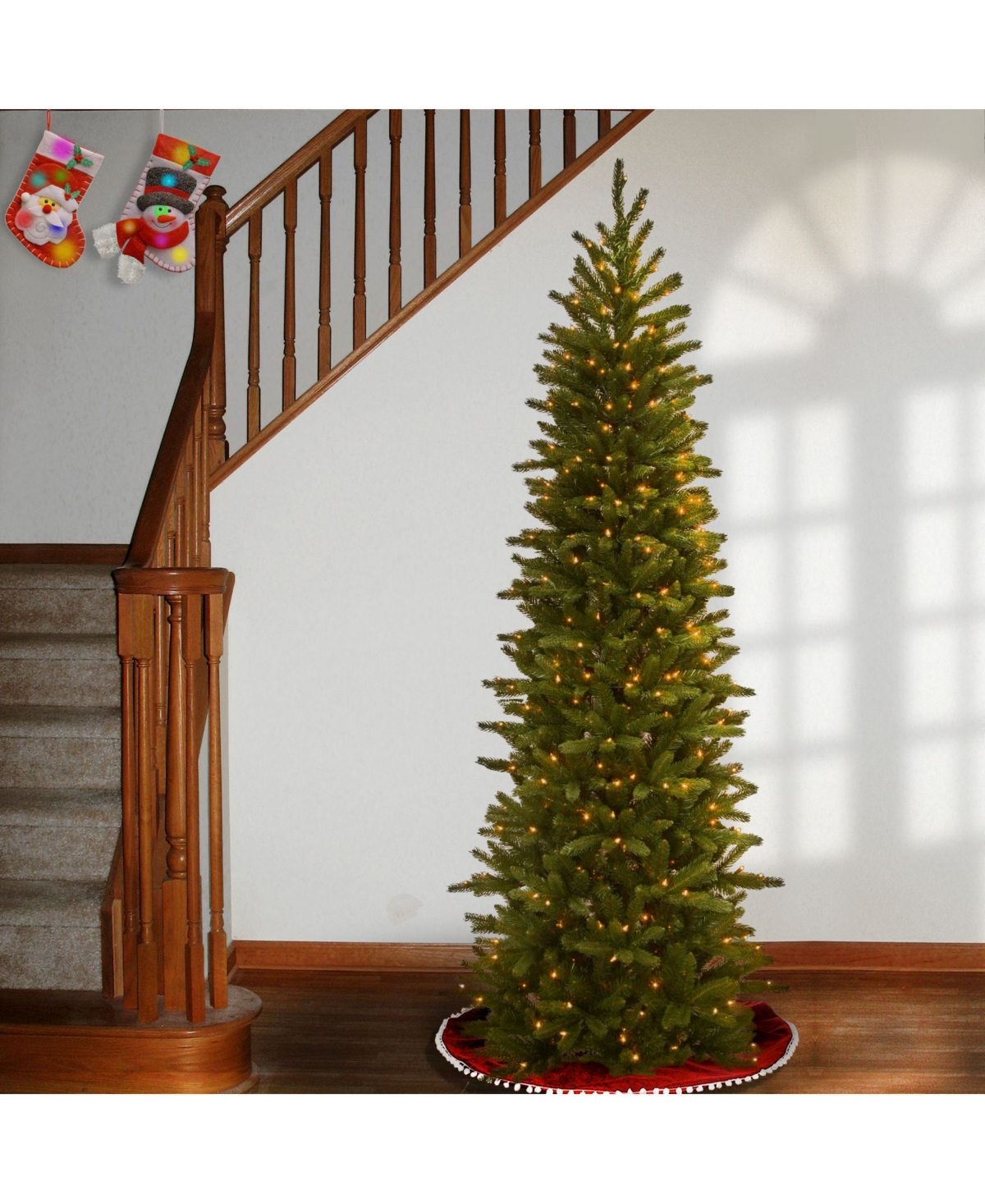 National Tree Feel Real Grande Fir Pencil Slim Hinged Tree with 350 Clear Lights
