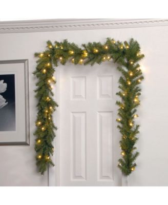 National Tree 9' x 10" Norwood Fir Garland with 50 Battery Operated Soft White LED Lights
