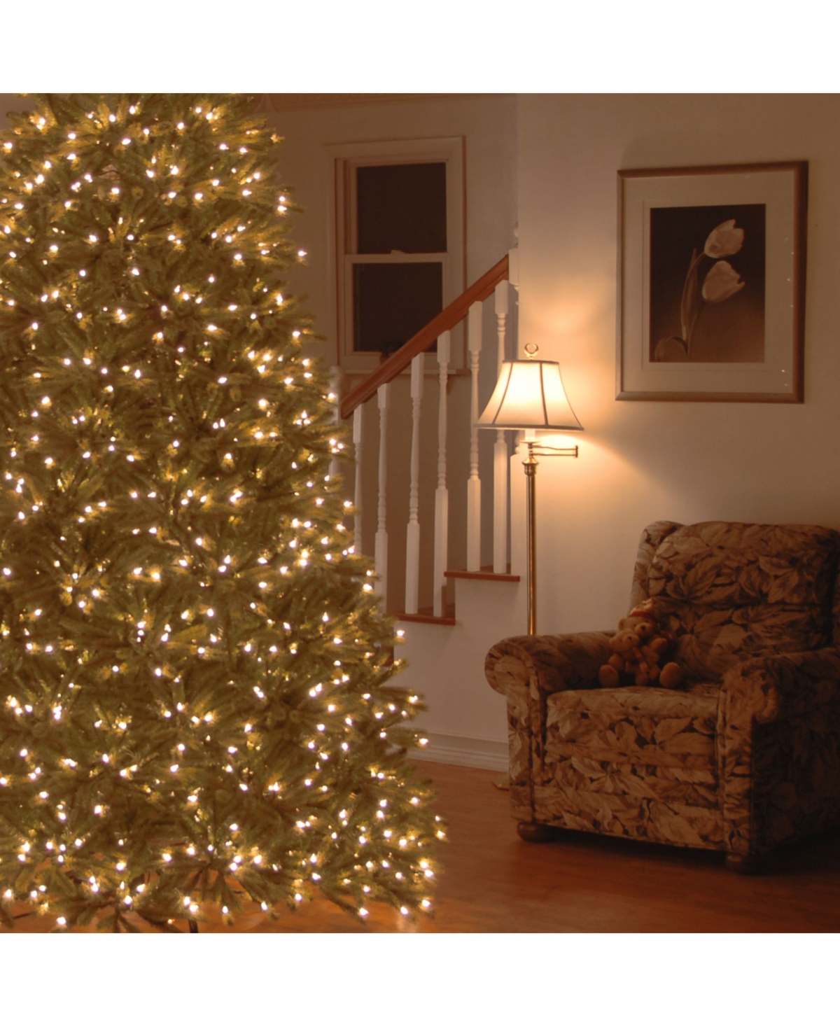 National Tree Company 6.5' Feel Real Jersey Fraser Fir Medium Tree with 900 Dual Color Led Lights