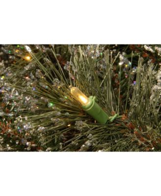 National Tree Company 3' Glittery Bristle Pine Burlap Tree with 7 White Tipped Cones & 35 Warm White Battery Operated LED Lights w/Timer
