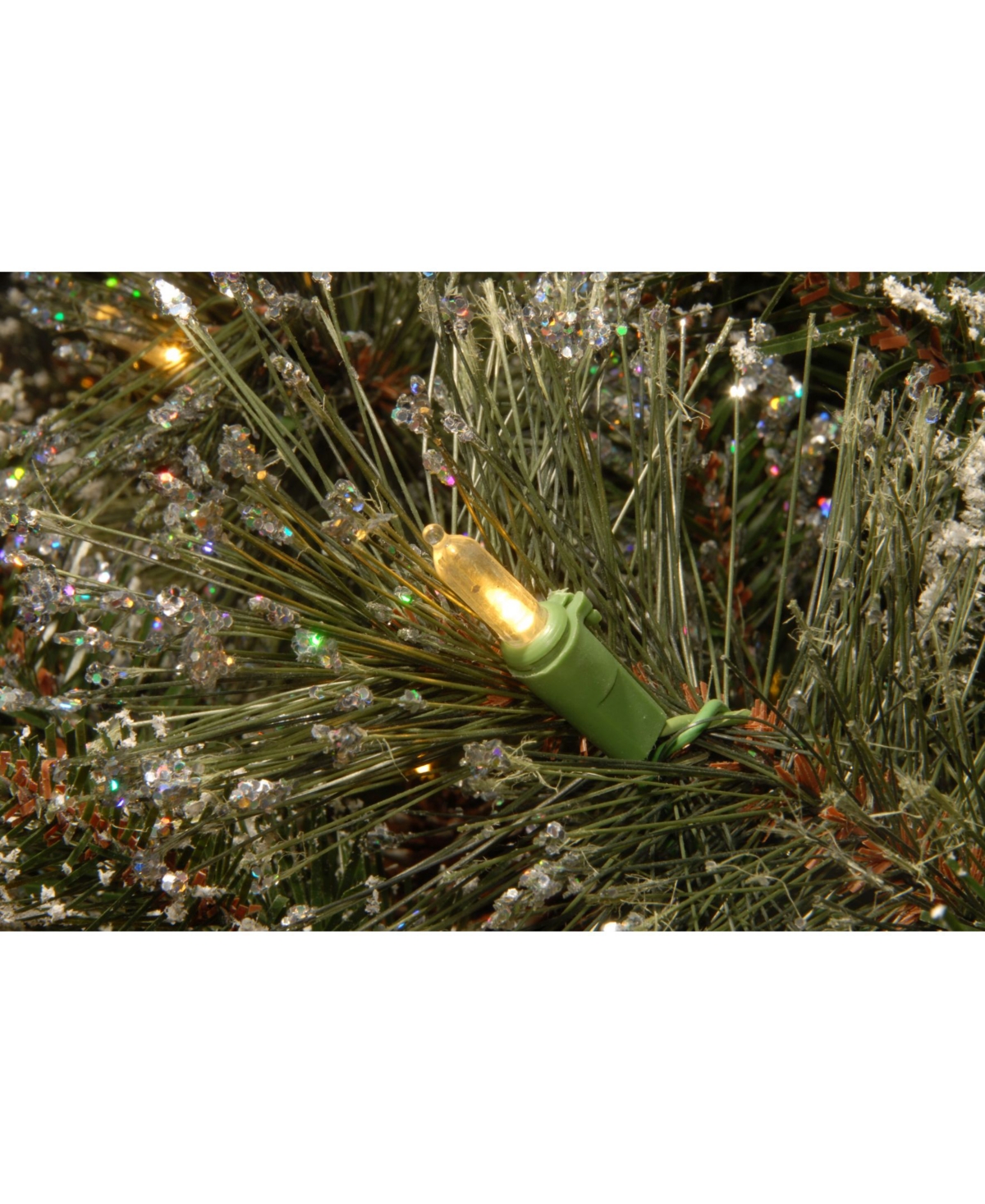 National Tree Company Glittery Bristle Pine Burlap Tree with 7 White Tipped Cones & 35 Warm White Battery Operated Led Lights w/Timer