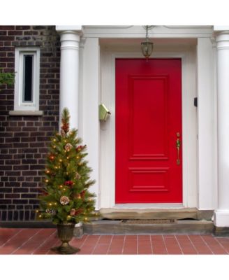 National Tree Company 4' Feel Real®  Bristle Berry Entrance Tree in Dark Bronze Pot with 100 Clear Lights