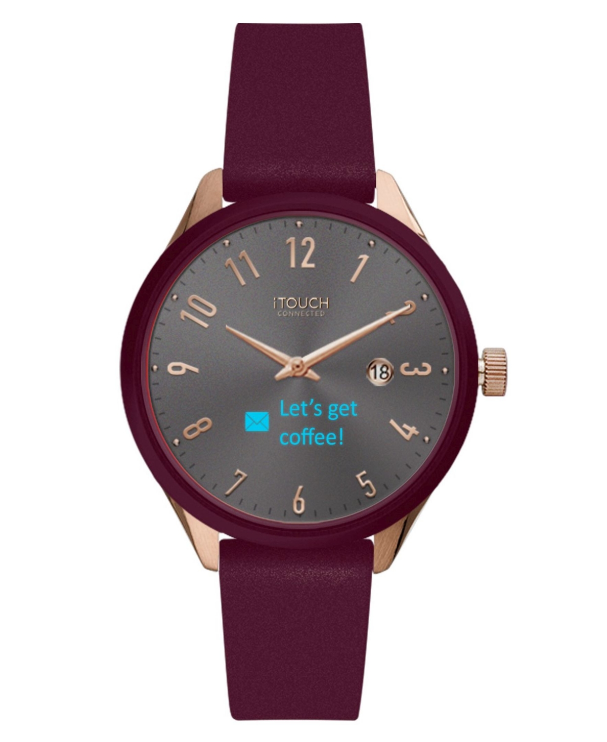Connected Women's Hybrid Smartwatch Fitness Tracker: Rose Gold Case with Merlot Leather Strap 38mm - Merlot