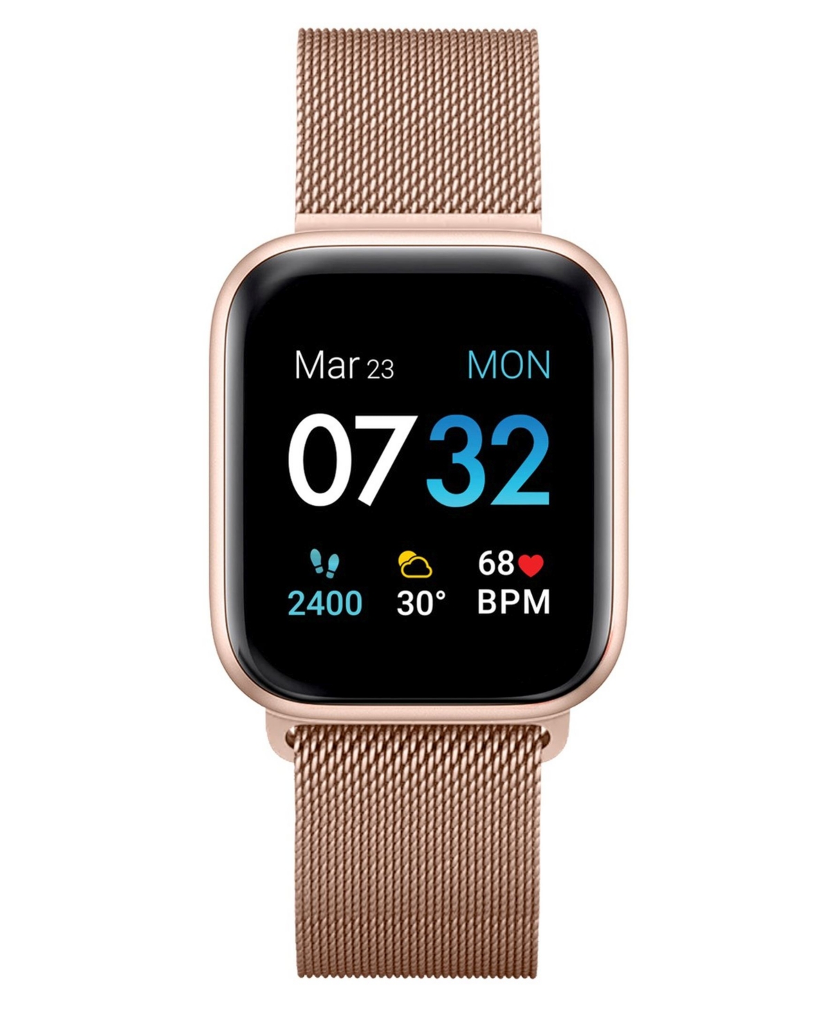 Air 3 Unisex Heart Rate Rose Gold Mesh Strap Smart Watch 40mm - Rose Gold