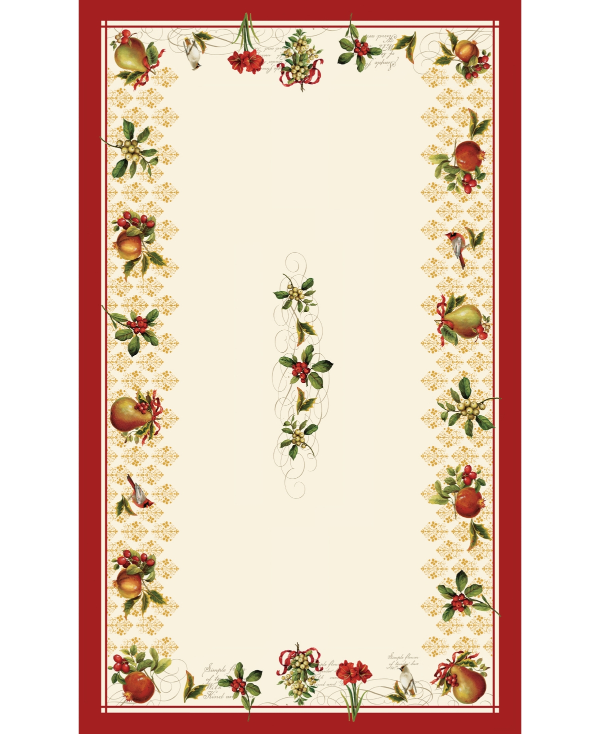 Laural Home Festive Opulence Tablecloth 70 x 120 - Red And Tan