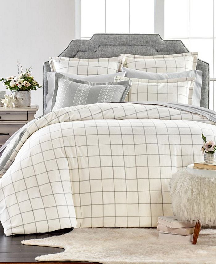Martha Stewart Collection Modern Stripe Flannel Twin Duvet Cover