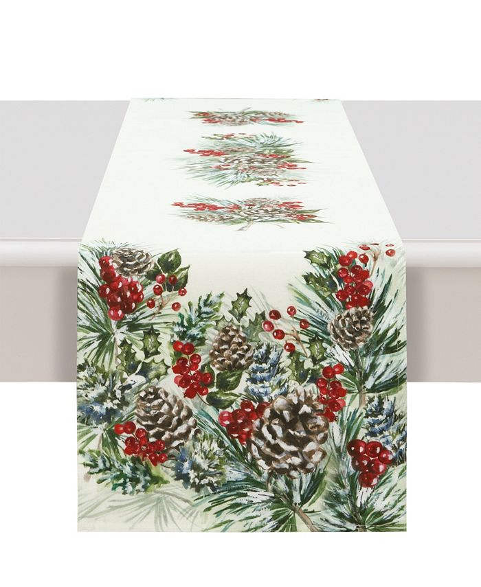 Laural Home Winter Garland Table Runner -13