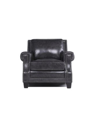 Willison Italian  Leather Armchair in Charcoal Gray