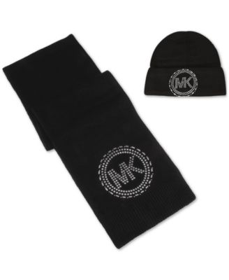 michael kors logo scarf and hat set